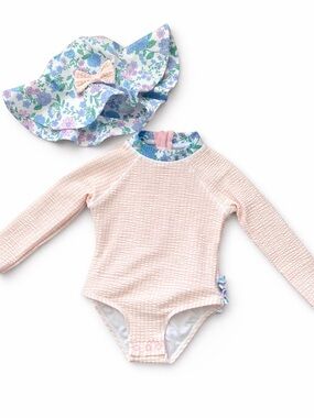 Tommy Bahama Toddler Floral Rash Guard Swimsuit Set + Hat